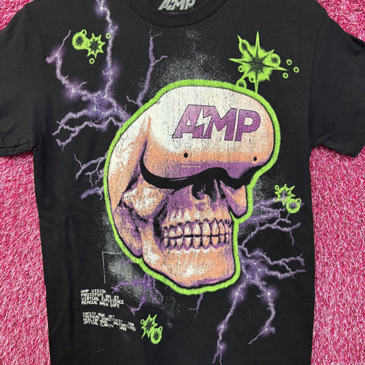 AMP Skull Lightning  Black T-Shirt Small