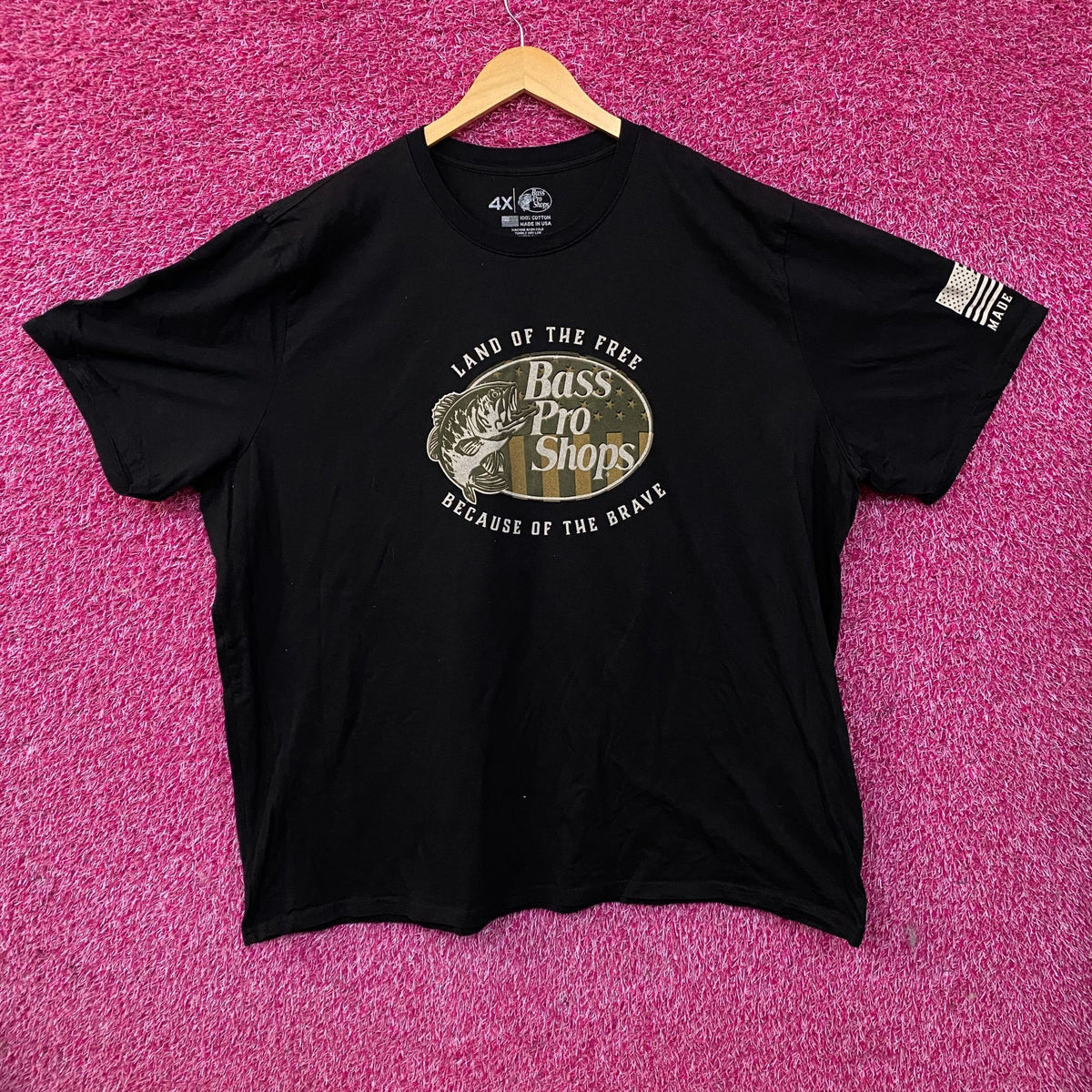 Bass Pro Shops USA Land Of The Free Green Graphic T-Shirt 4X
