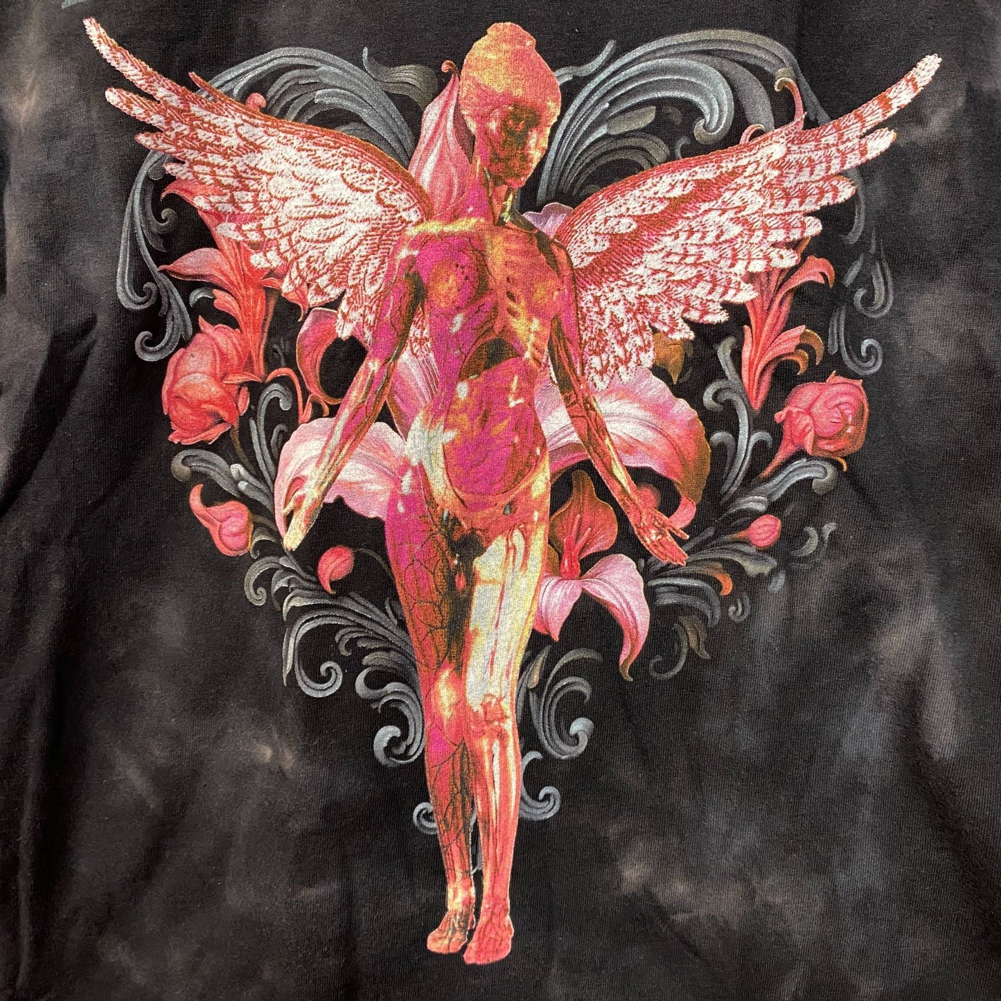 Nirvana In Utero Album Floral Heart Angel Tie Dye Tee Medium