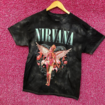 Nirvana In Utero Album Floral Heart Angel Tie Dye Tee Medium