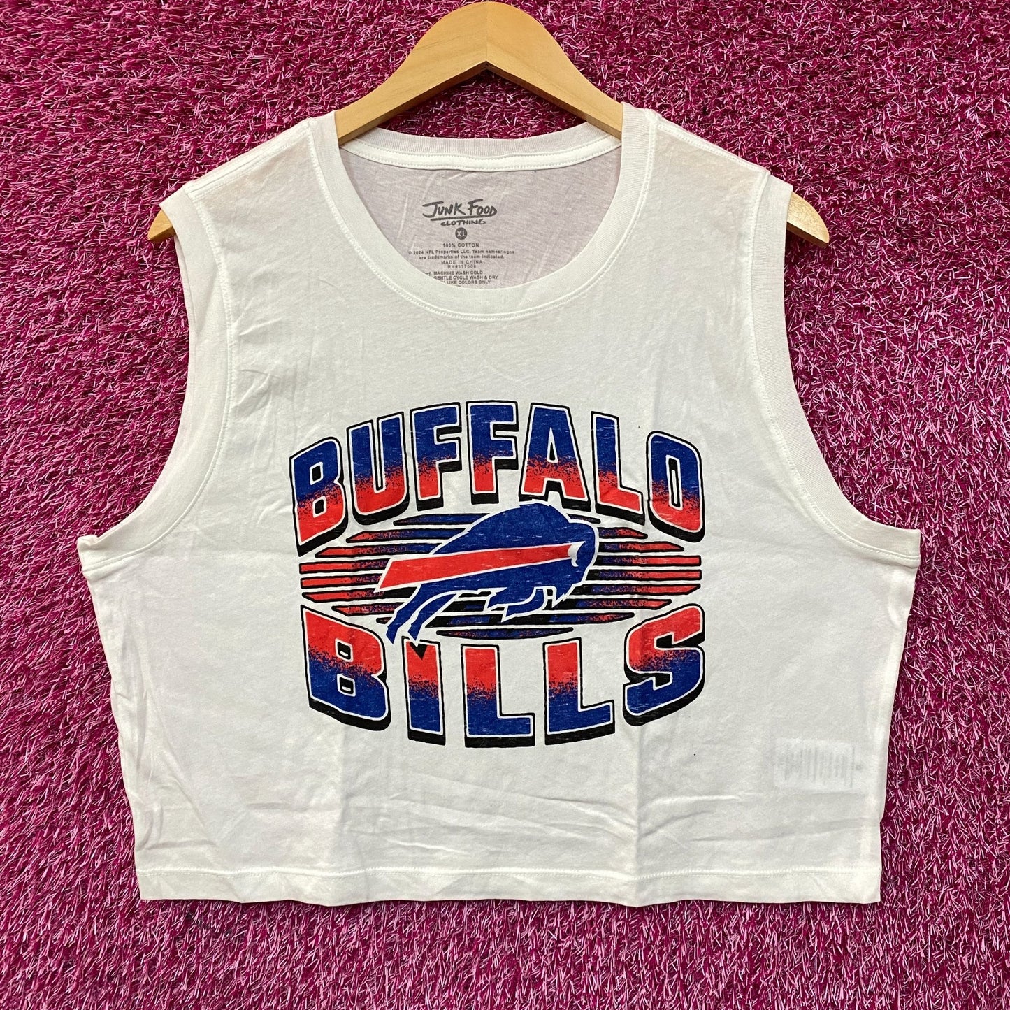 Junk Food Clothing NFL Buffalo Bills Cropped Sleeveless T-Shirt XL