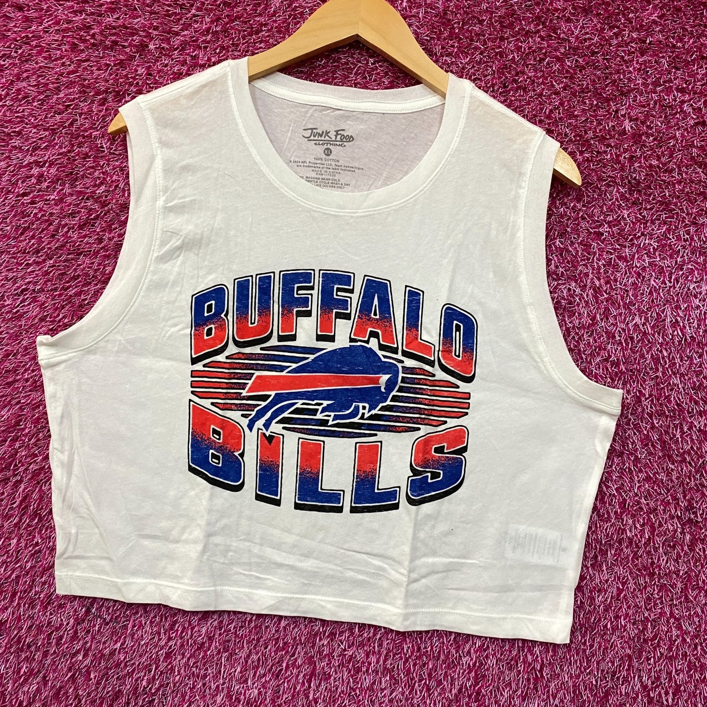 Junk Food Clothing NFL Buffalo Bills Cropped Sleeveless T-Shirt XL