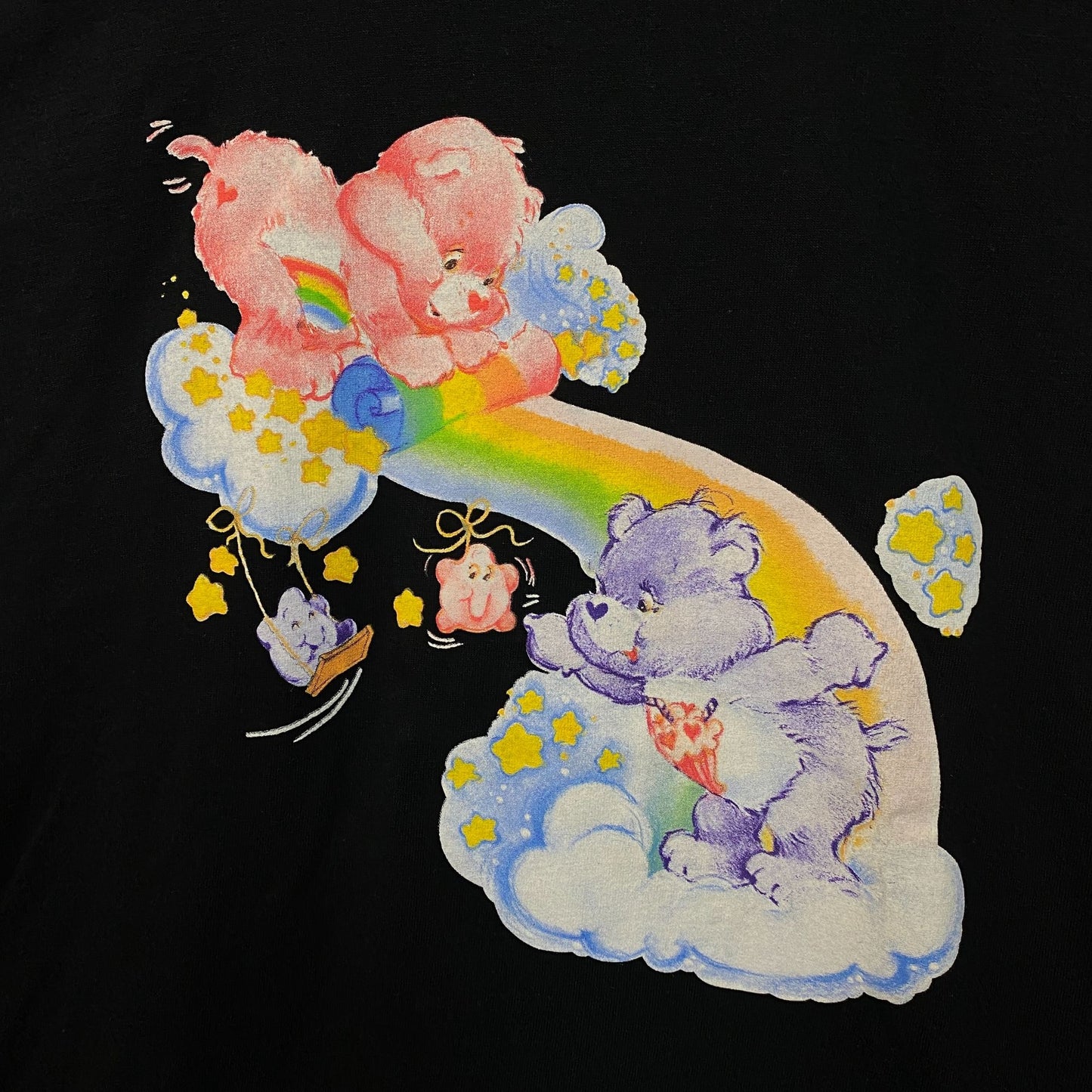 Care Bears Cheer Bear & Share Bear Rainbow & Stars T-Shirt Small
