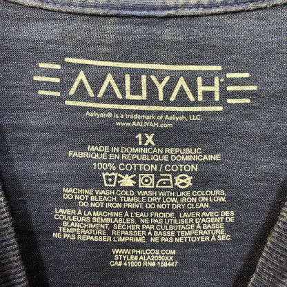 Aaliyah R&B Vintage-Style Washed Blue T-Shirt 1X