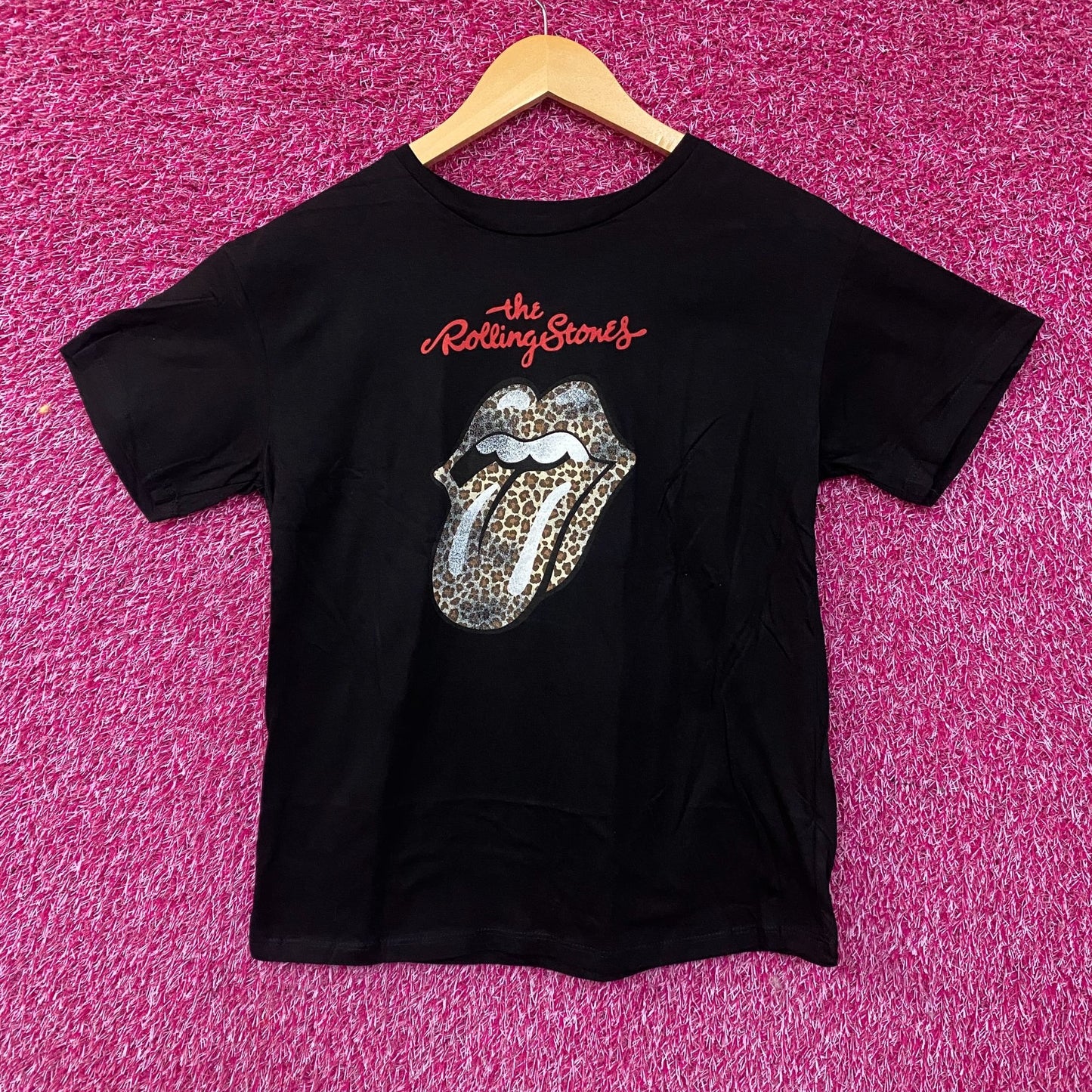 Rolling Stones Leopard Print Tongue Graphic Women's T-Shirt XL