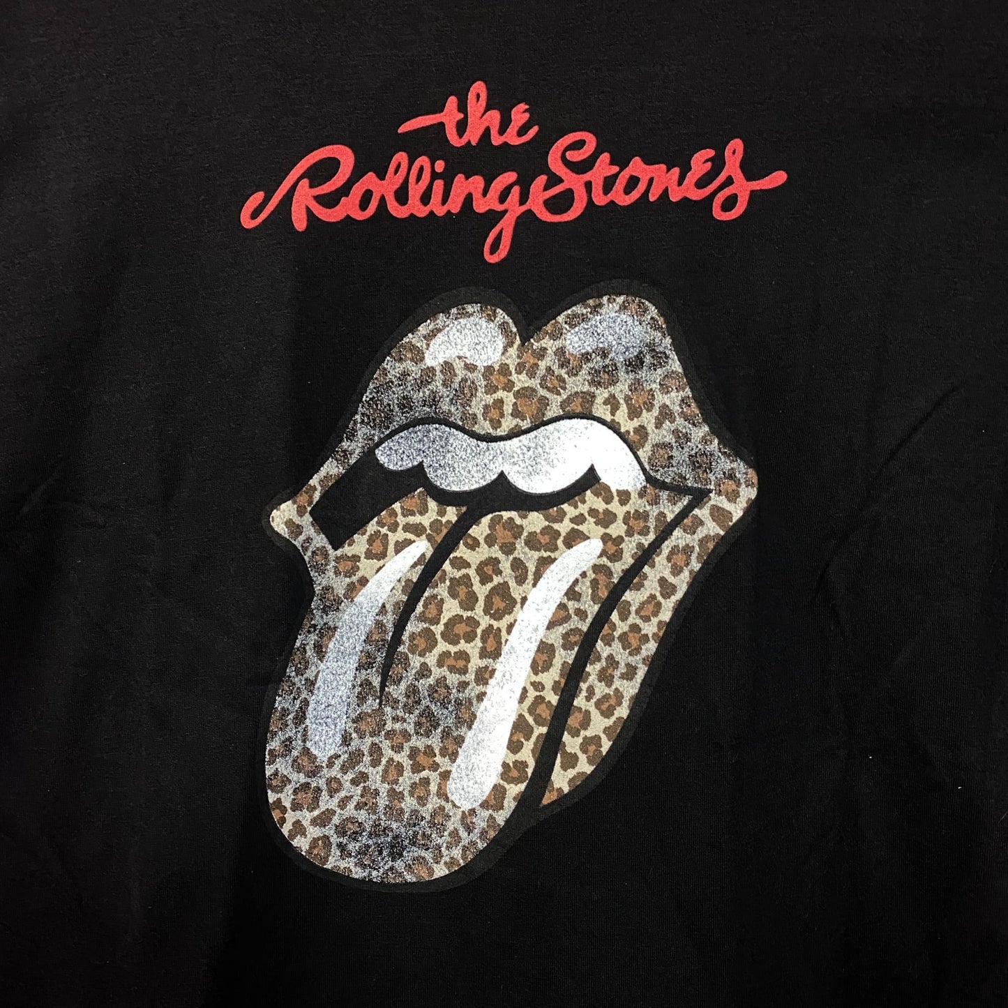 Rolling Stones Leopard Print Tongue Graphic Women's T-Shirt XL