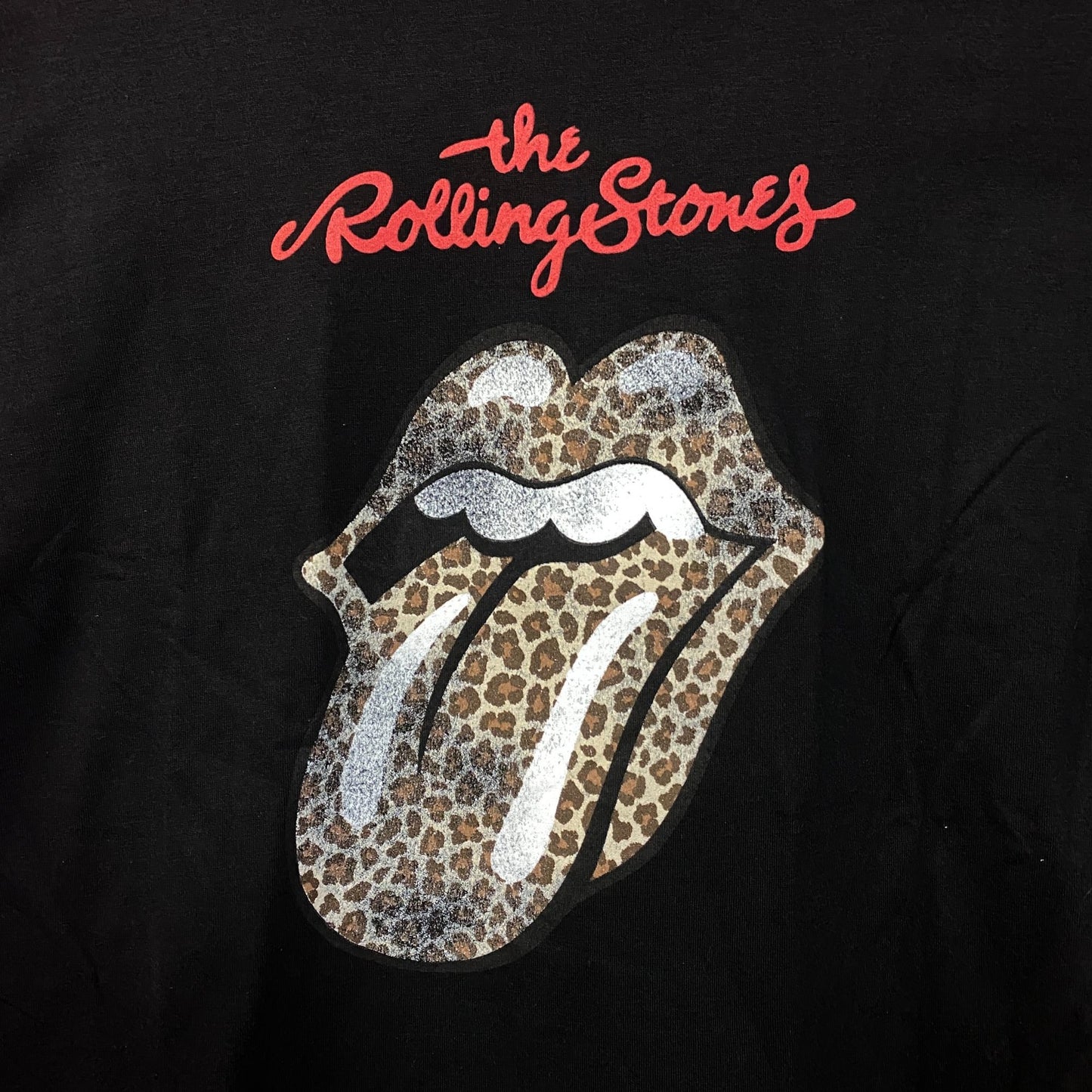 Rolling Stones Leopard Print Tongue Graphic Women's T-Shirt XL