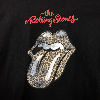 Rolling Stones Leopard Print Tongue Graphic Women's T-Shirt XL