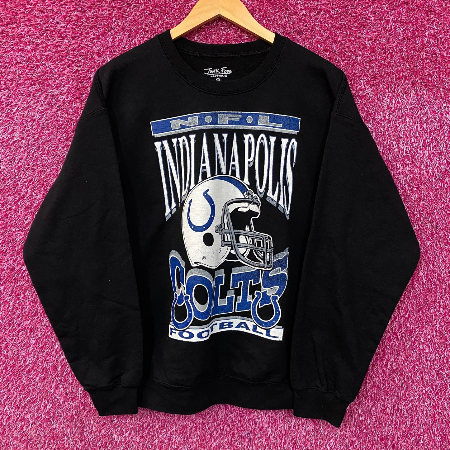 Junk Food Clothing Indianapolis Colts Helmet Logo Flea Market Crew Sweatshirt Medium
