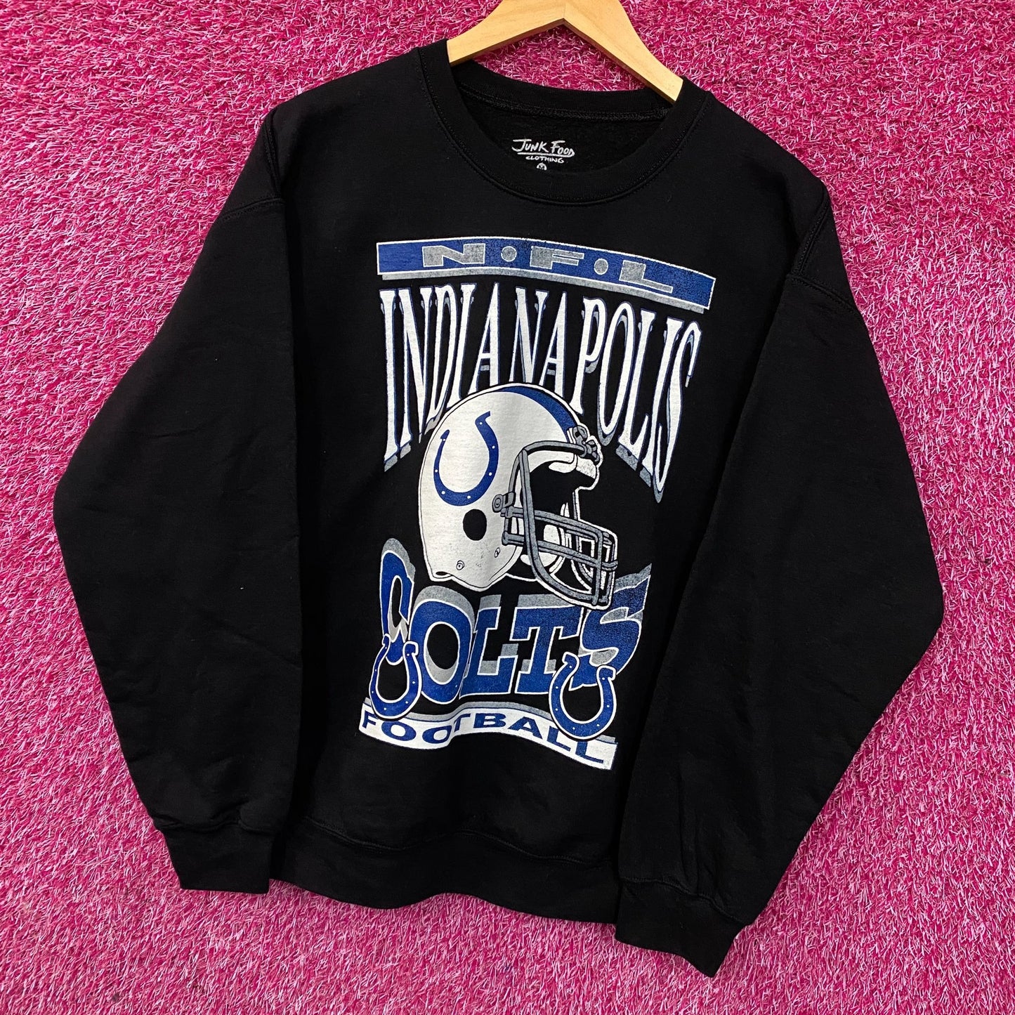 Junk Food Clothing Indianapolis Colts Helmet Logo Flea Market Crew Sweatshirt Medium