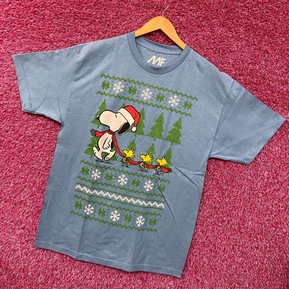 Santa Snoopy & Woodstocks Christmas Peanuts Holiday Tee L
