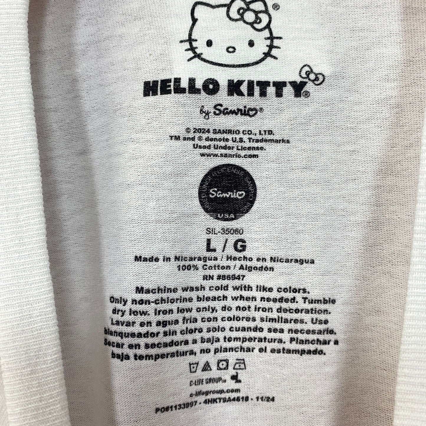 Sanrio Hello Kitty Bolo Tie Cute Graphic T-Shirt Large