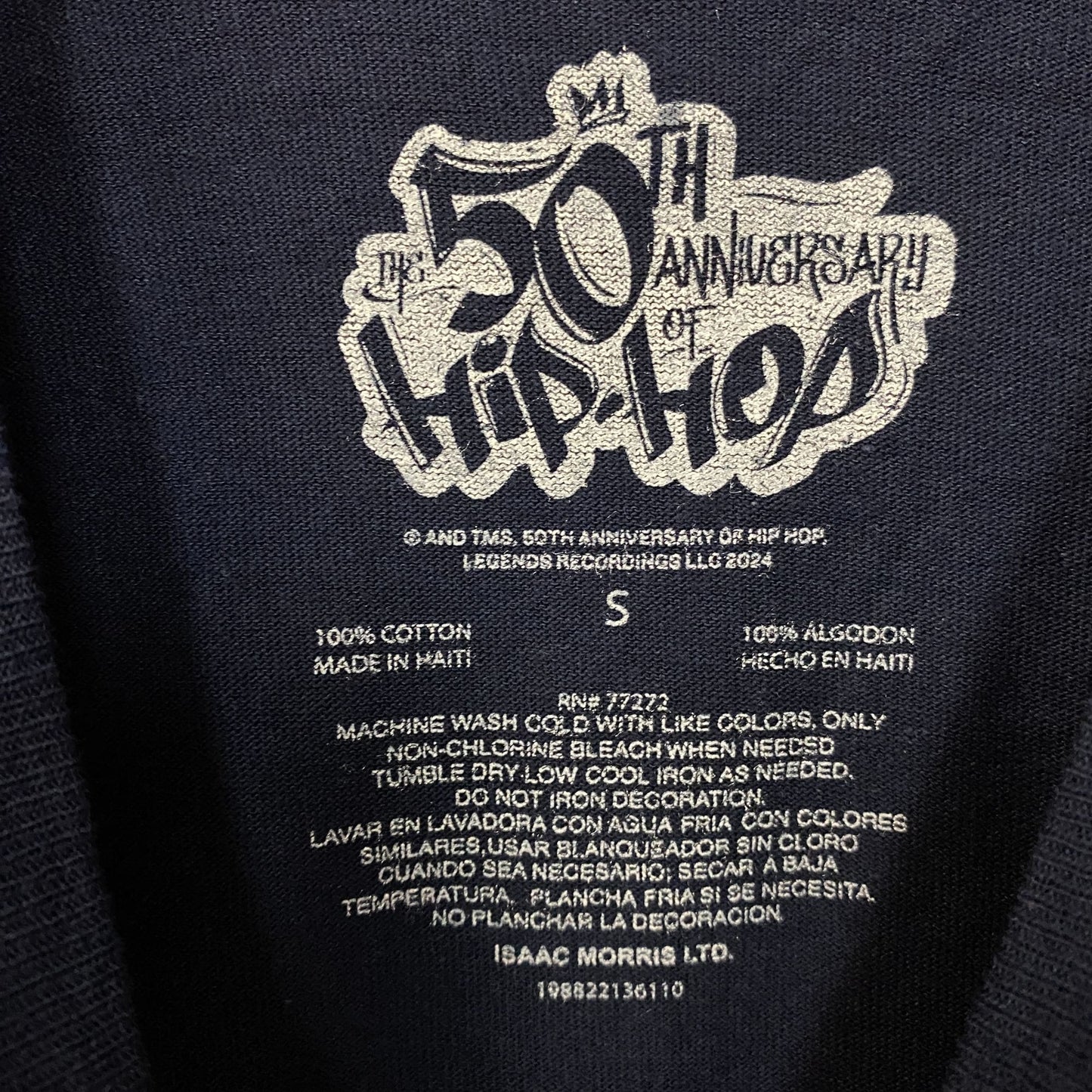 Ice-T Rhyme Syndicate 50th Anniversary of Hip Hop Graphic T-Shirt Small