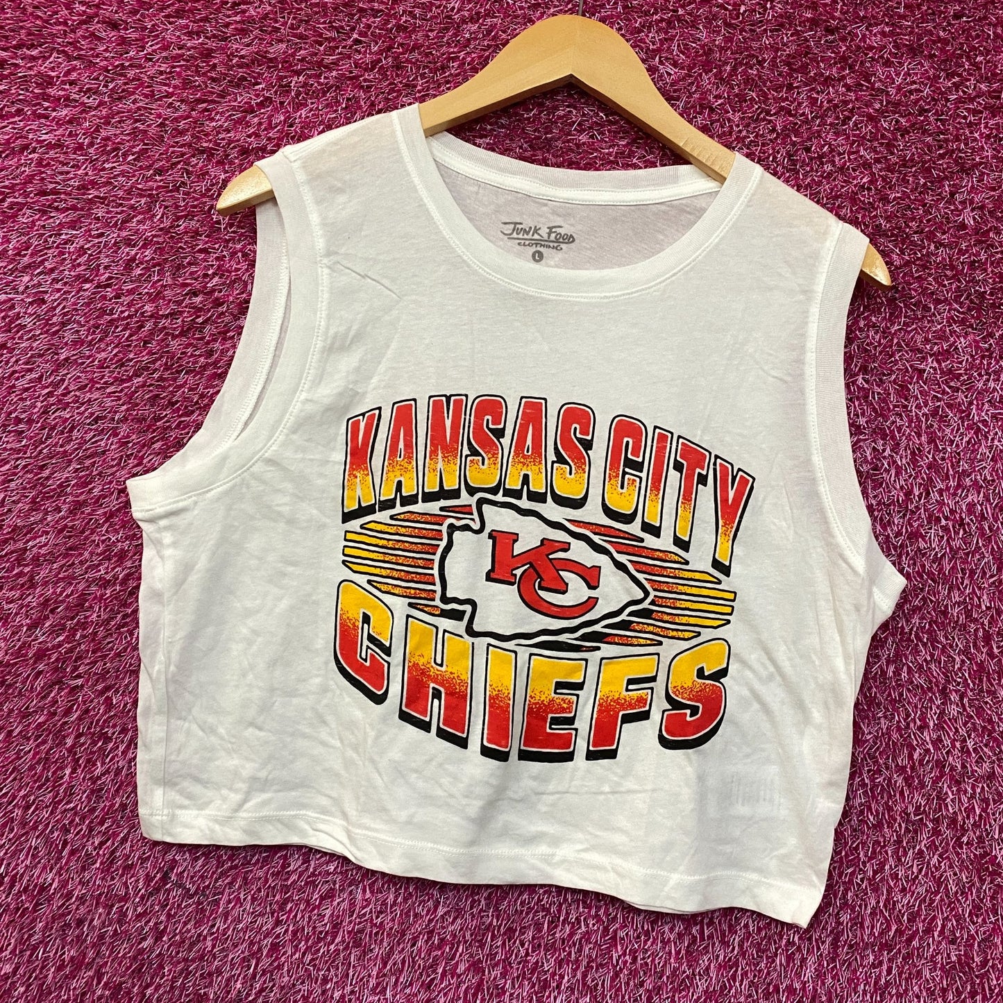 Junk Food NFL Kansas City Chiefs Sleeveless Cropped T-Shirt Large