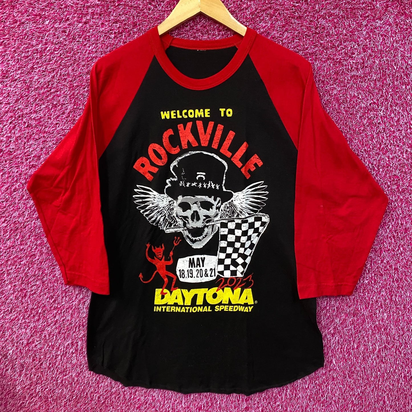 Welcome To Rockville 2023 Daytona 3/4 Long Sleeve T-Shirt XL