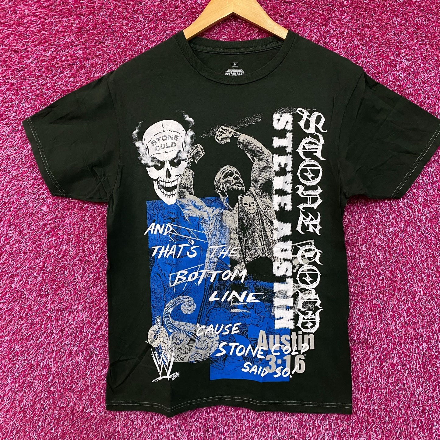 WWE Stone Cold Steve Austin And That's The Bottom Line Green T-Shirt Medium