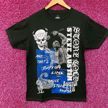 WWE Stone Cold Steve Austin And That's The Bottom Line Green T-Shirt Medium
