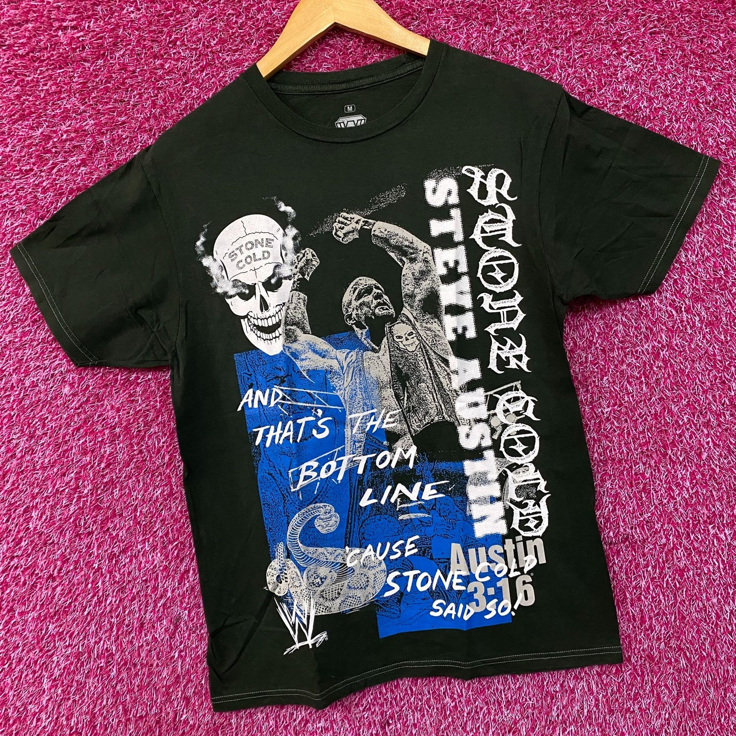 WWE Stone Cold Steve Austin And That's The Bottom Line Green T-Shirt Medium