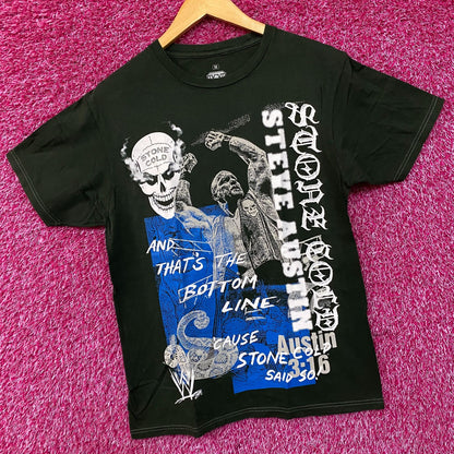 WWE Stone Cold Steve Austin And That's The Bottom Line Green T-Shirt Medium