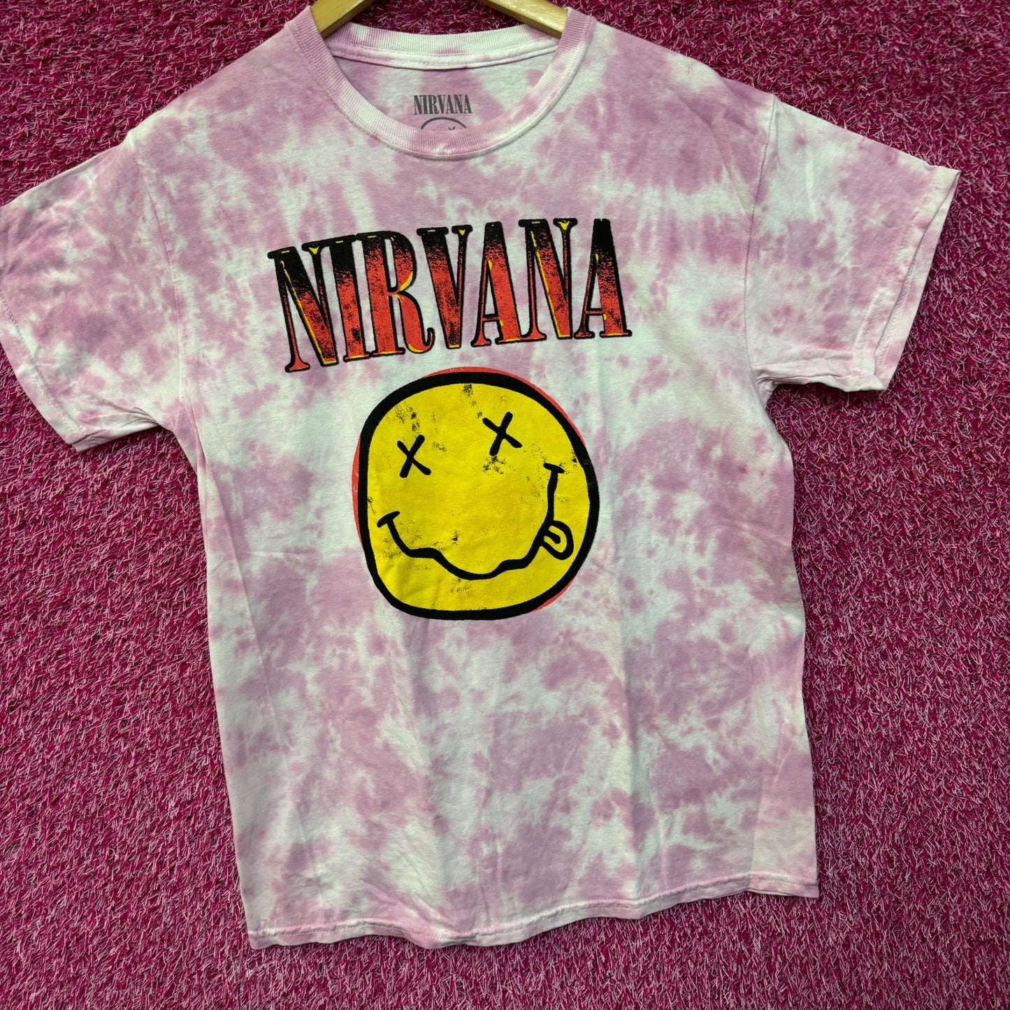 Nirvana Nevermind Smiley Face tiedye grunge Tshirt size medium