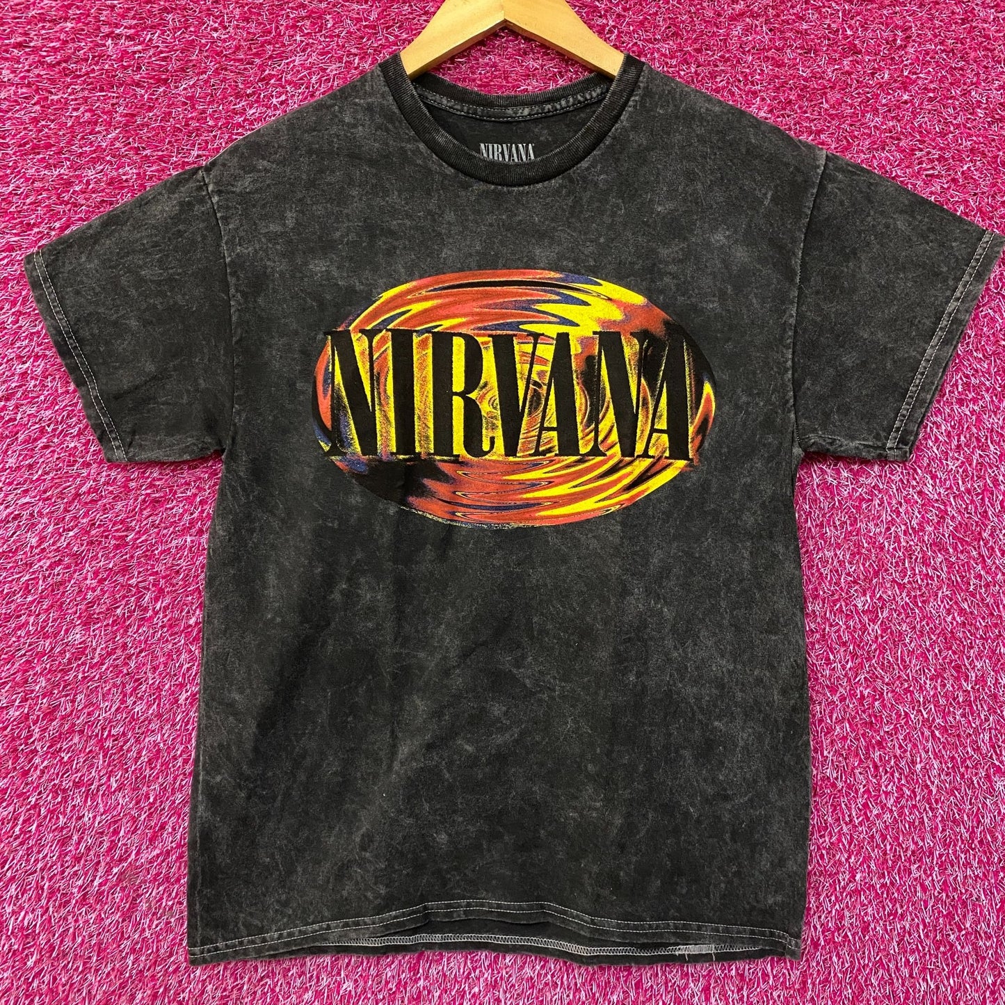 Nirvana Grunge Band Mineral Wash Dual Sided T-Shirt medium