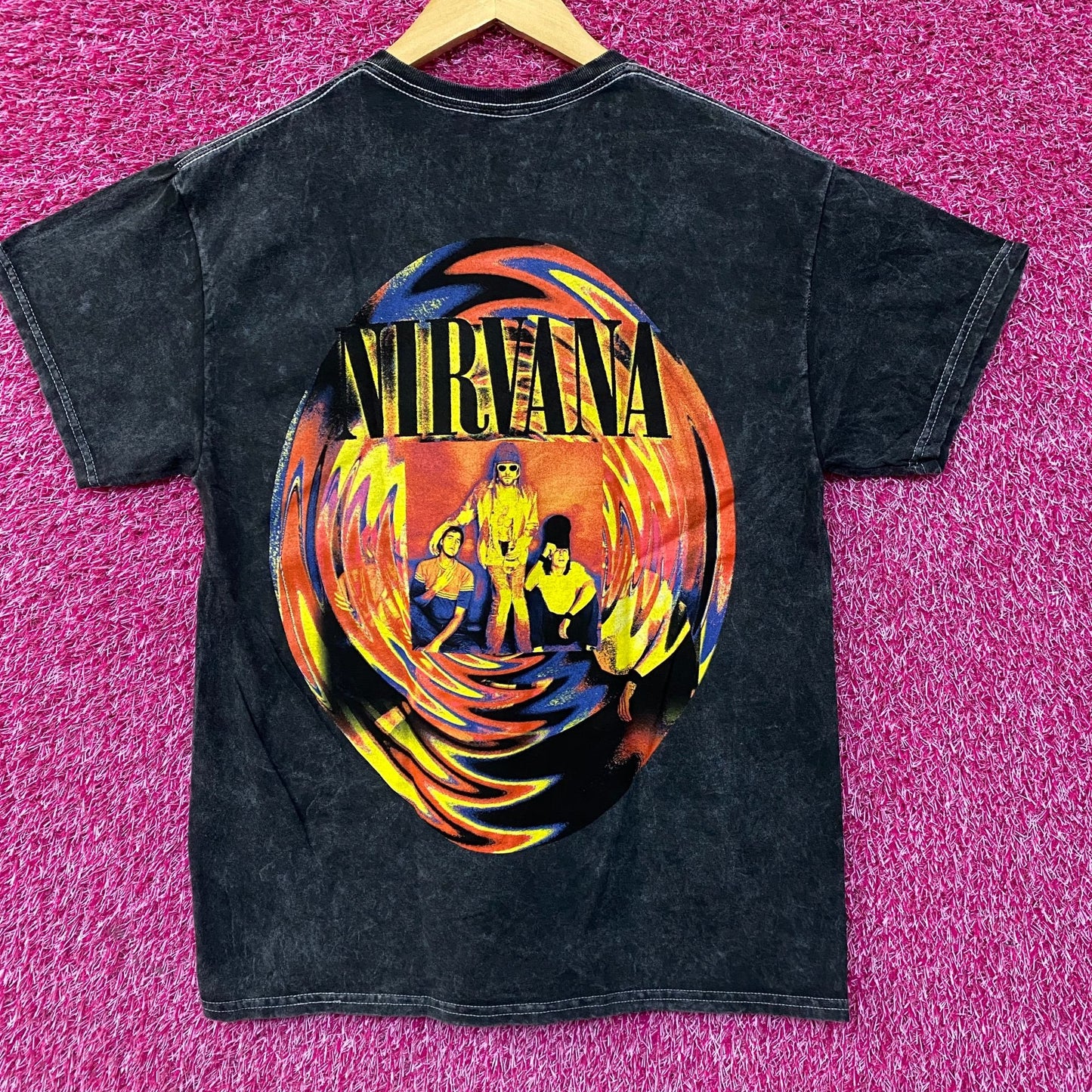 Nirvana Grunge Band Mineral Wash Dual Sided T-Shirt medium