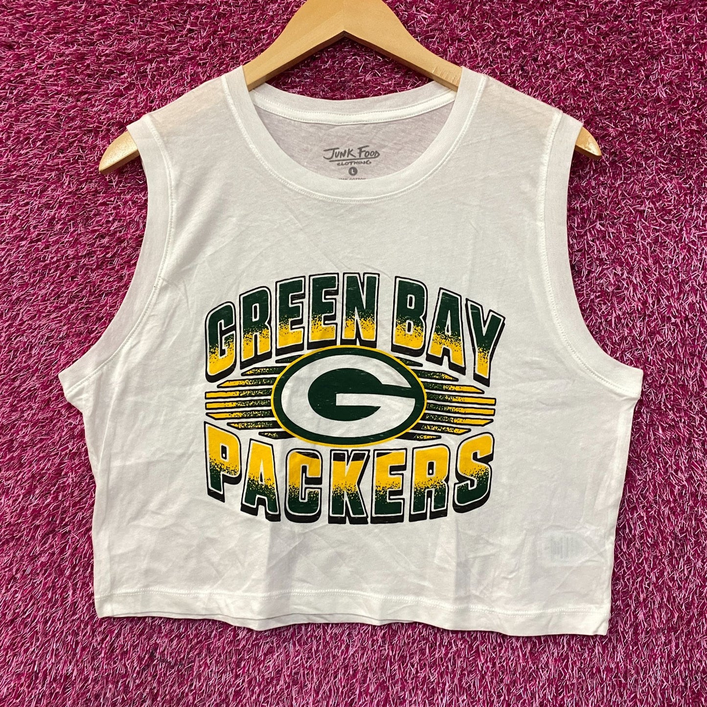Junk Food NFL Green Bay Packers Cropped Sleeveless T-Shirt Large