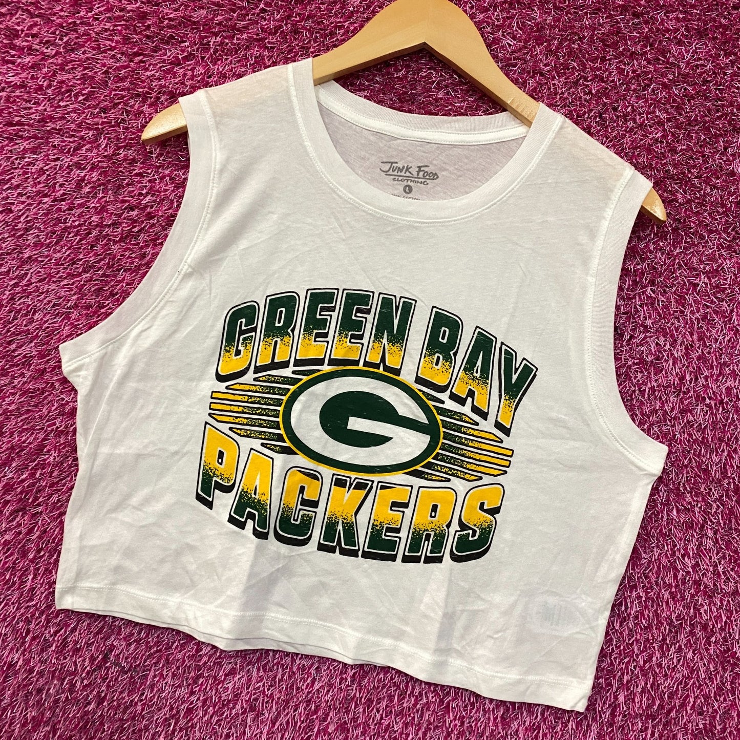 Junk Food NFL Green Bay Packers Cropped Sleeveless T-Shirt Large
