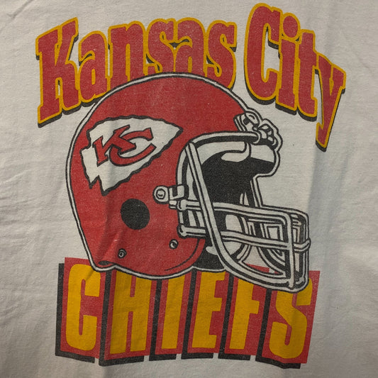 NFL Kansas City Chief Vintage Style Helmet Logo Football T-Shirt XL