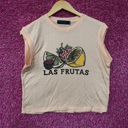 Junk Food Clothing Las Frutas Vintage Style Tissue Women's Crop Tank Small