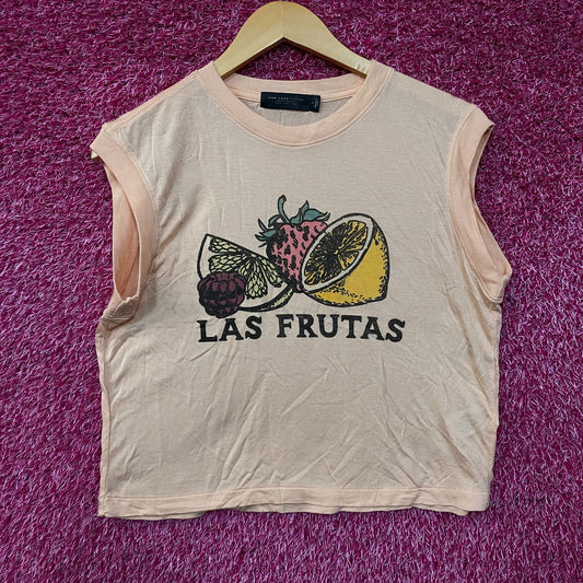 Junk Food Clothing Las Frutas Vintage Style Tissue Women's Crop Tank Small