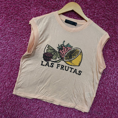 Junk Food Clothing Las Frutas Vintage Style Tissue Women's Crop Tank Small