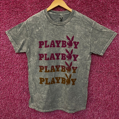 Playboy Stacked Logo Acid Wash Graphic T-Shirt Medium