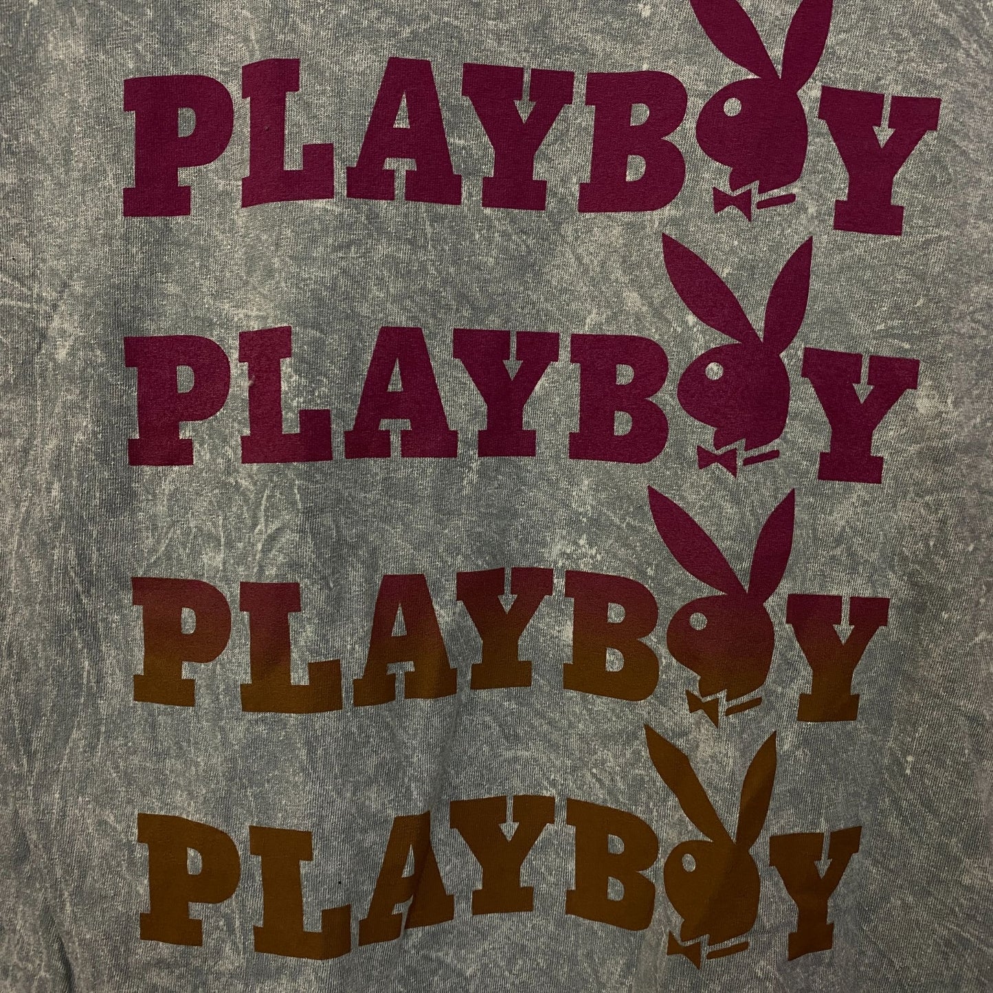 Playboy Stacked Logo Acid Wash Graphic T-Shirt Medium