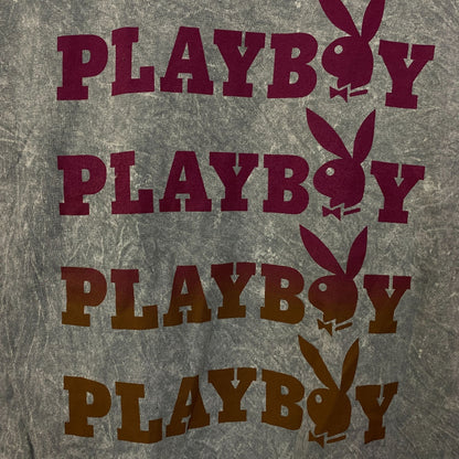 Playboy Stacked Logo Acid Wash Graphic T-Shirt Medium