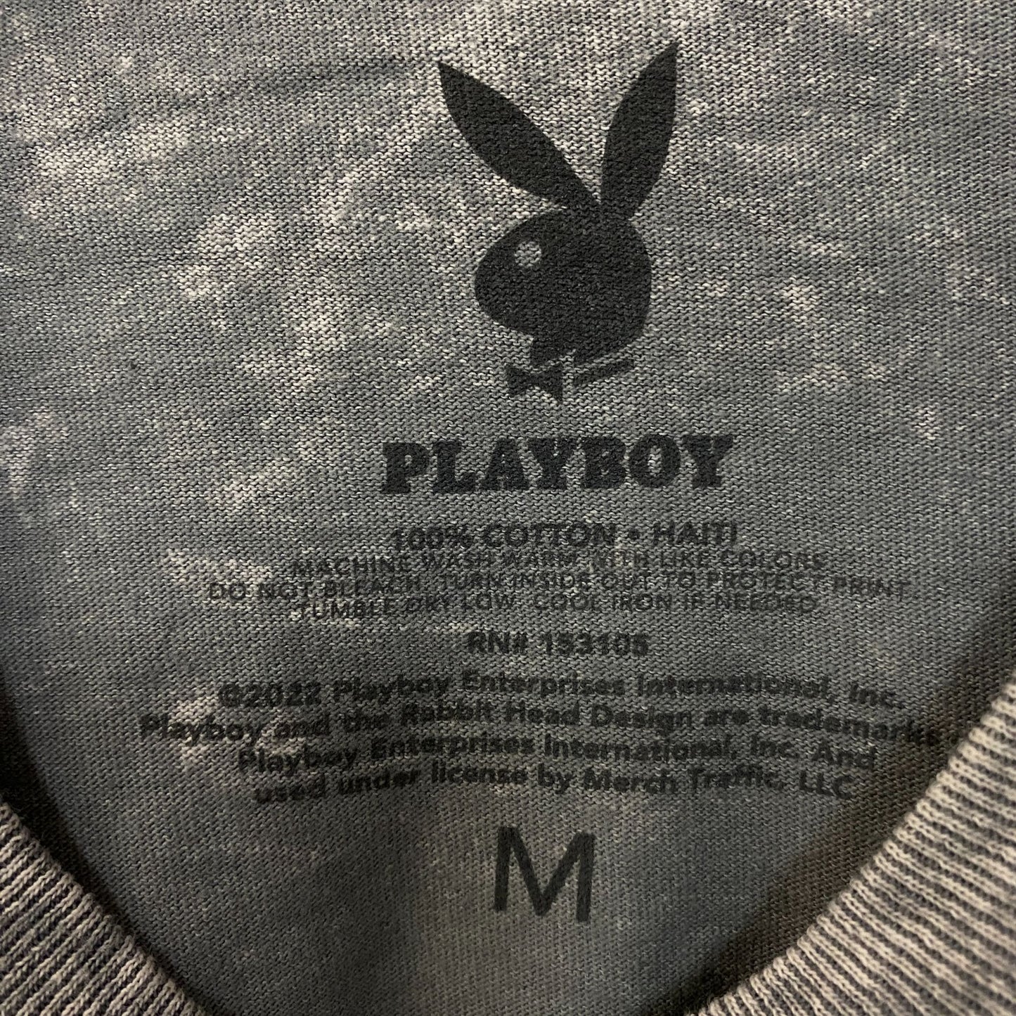 Playboy Stacked Logo Acid Wash Graphic T-Shirt Medium