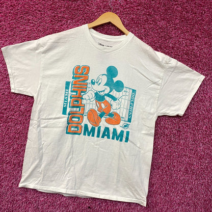 Disney x Junk Food NFL Miami Dolphins Mickey Mouse Field T-Shirt Large