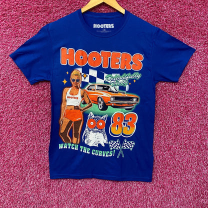 Hooters Delightfully Tacky Racing 83 Watch The Curves T-shirt Small