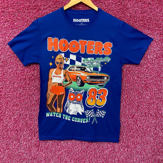 Hooters Delightfully Tacky Racing 83 Watch The Curves T-shirt Small
