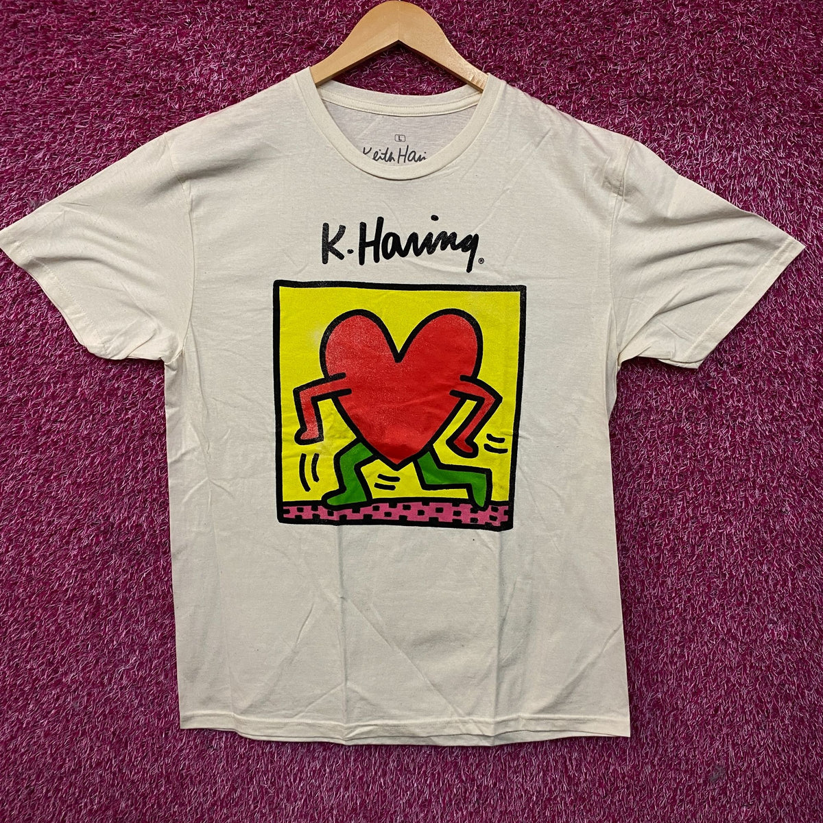 Keith Haring "Running Heart" Graphic T-Shirt Large