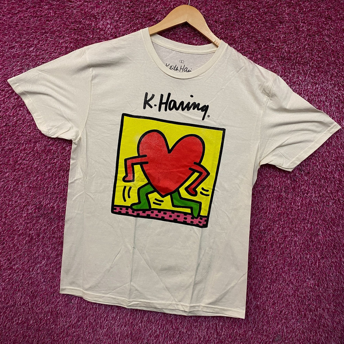 Keith Haring "Running Heart" Graphic T-Shirt Large