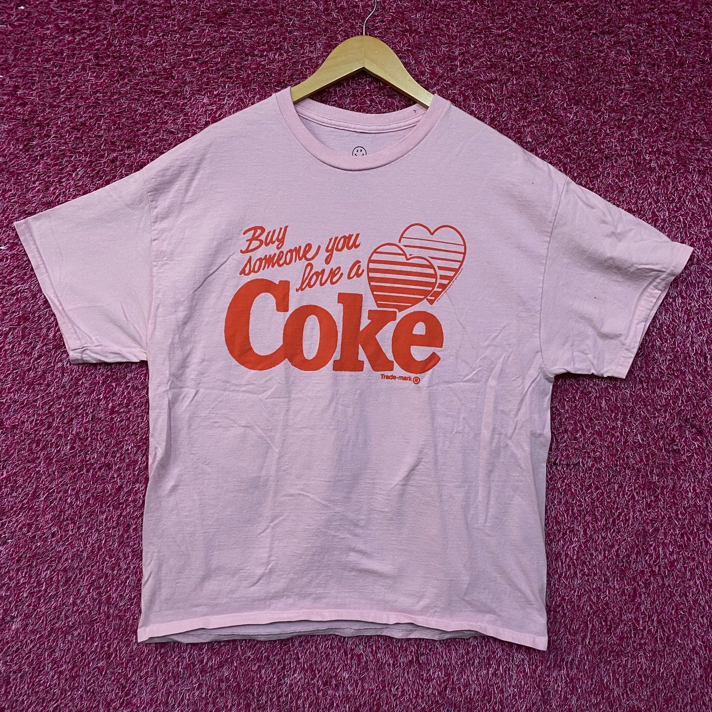 Coca-Cola Share Hearts Coke Pink Graphic T-Shirt Large