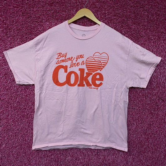 Coca-Cola Share Hearts Coke Pink Graphic T-Shirt Large