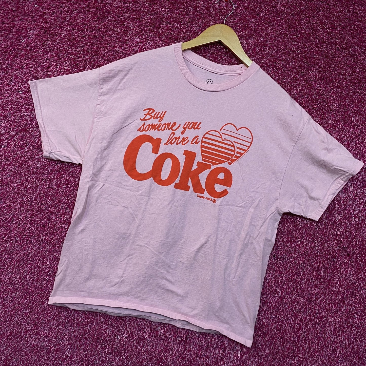 Coca-Cola Share Hearts Coke Pink Graphic T-Shirt Large