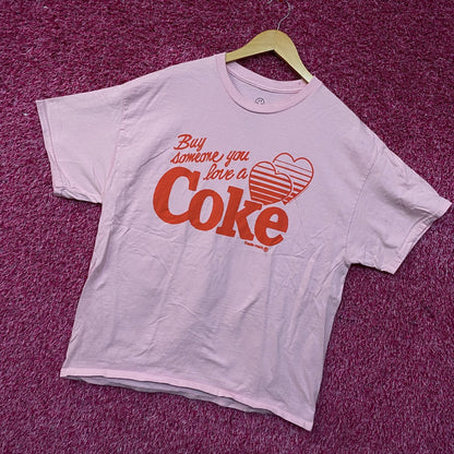 Coca-Cola Share Hearts Coke Pink Graphic T-Shirt Large