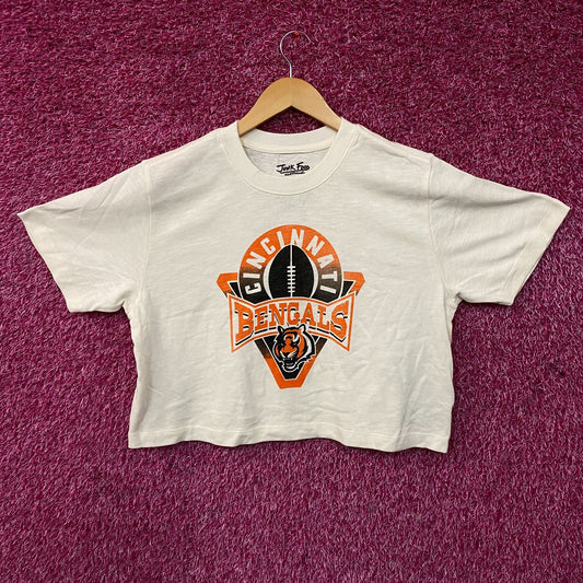 Junk Food Clothing Women's NFL Cincinnati Bengals Mock Neck Crop Tee Medium