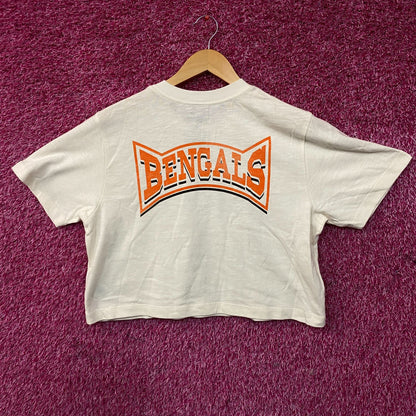 Junk Food Clothing Women's NFL Cincinnati Bengals Mock Neck Crop Tee Medium