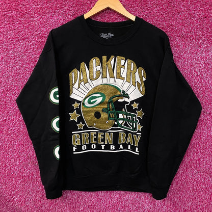 Junk Food Clothing Green Bay Packers Glitter Helmet Flea Market Crewneck Fleece Small