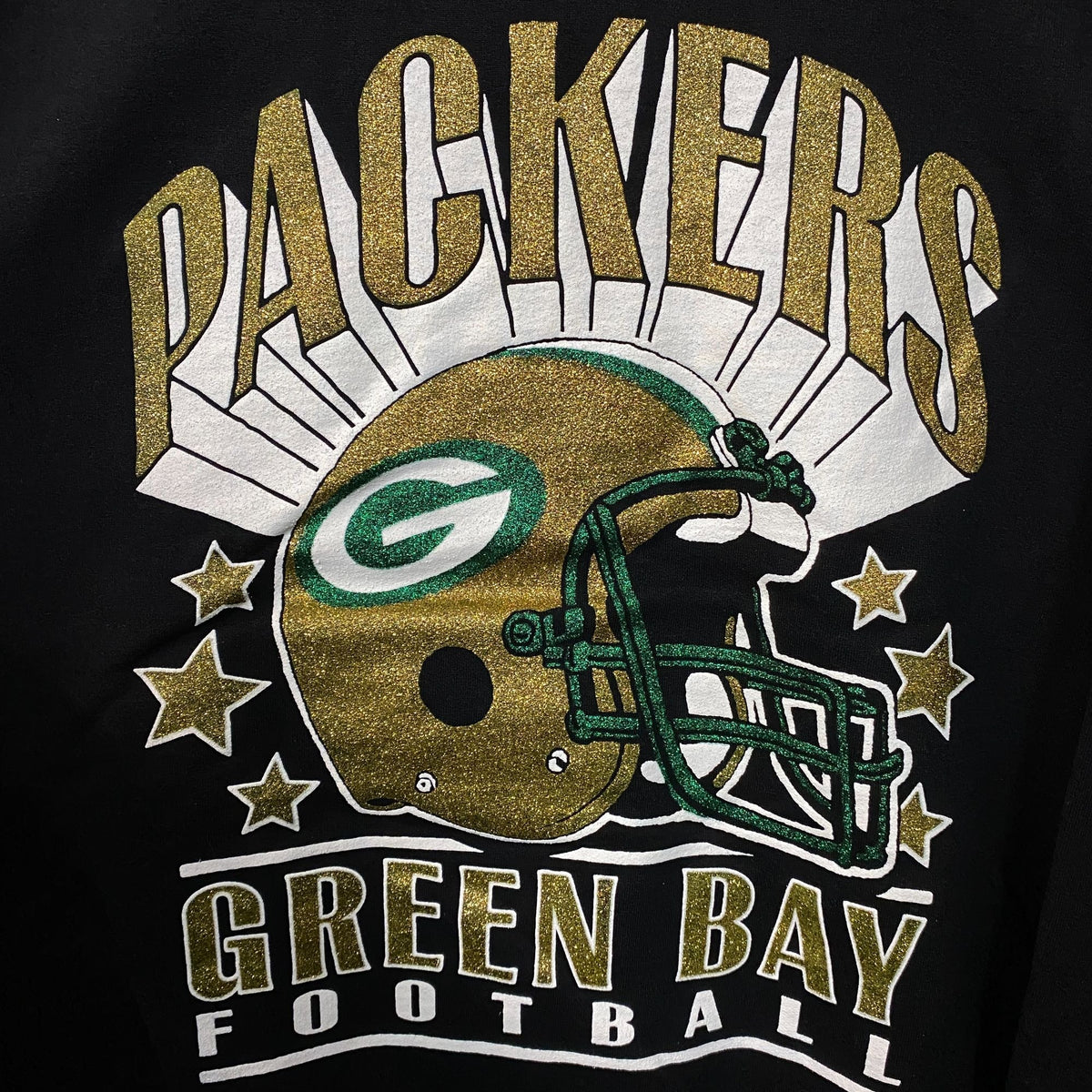 Junk Food Clothing Green Bay Packers Glitter Helmet Flea Market Crewneck Fleece Small