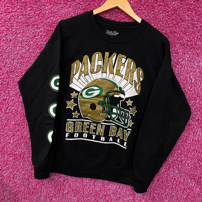 Junk Food Clothing Green Bay Packers Glitter Helmet Flea Market Crewneck Fleece Small